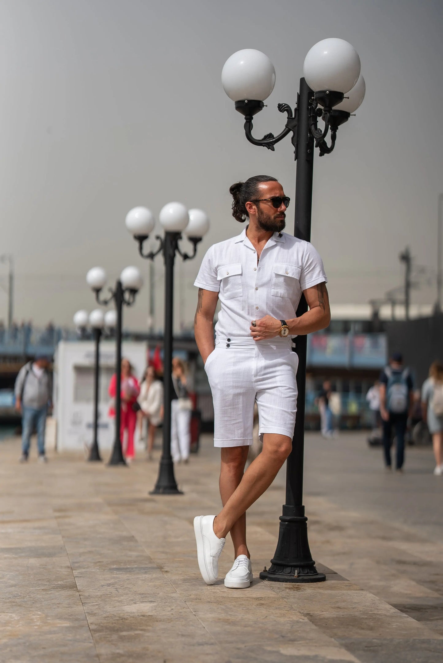 Brabion Maison White Slim Fit Textured Cotton Shirt - BRABION