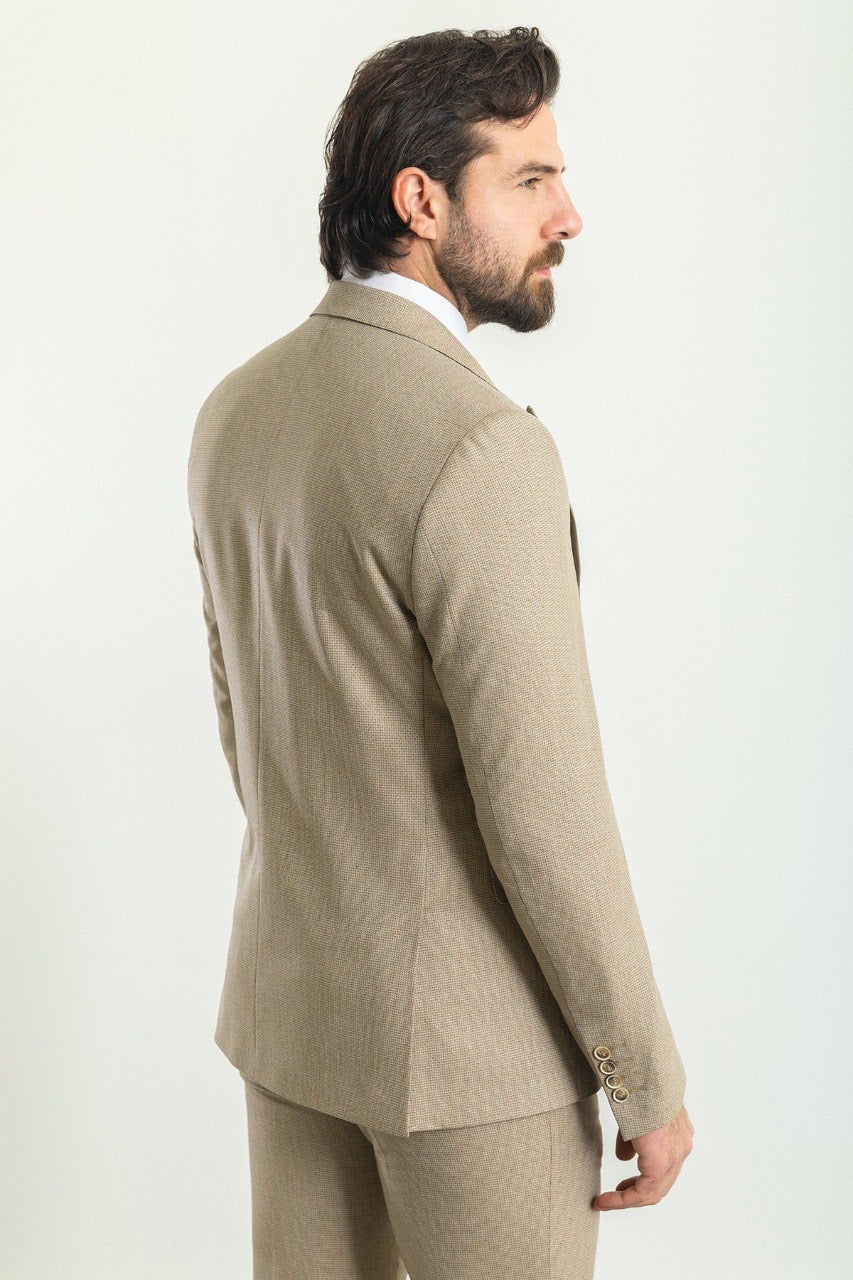 Brabion Rocco Beige Slim Fit Peak Lapel 3 Piece Suit