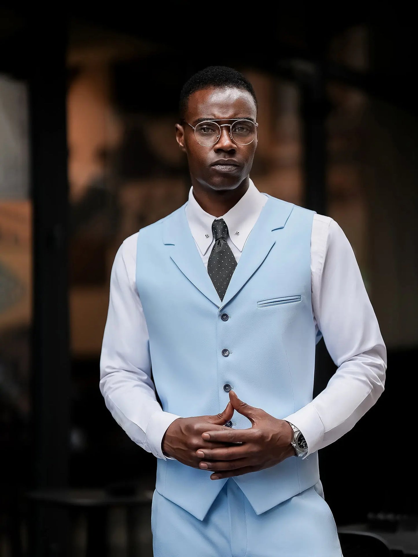 Sky-Blue Slim-Fit Suit 3-Piece VIOSSI