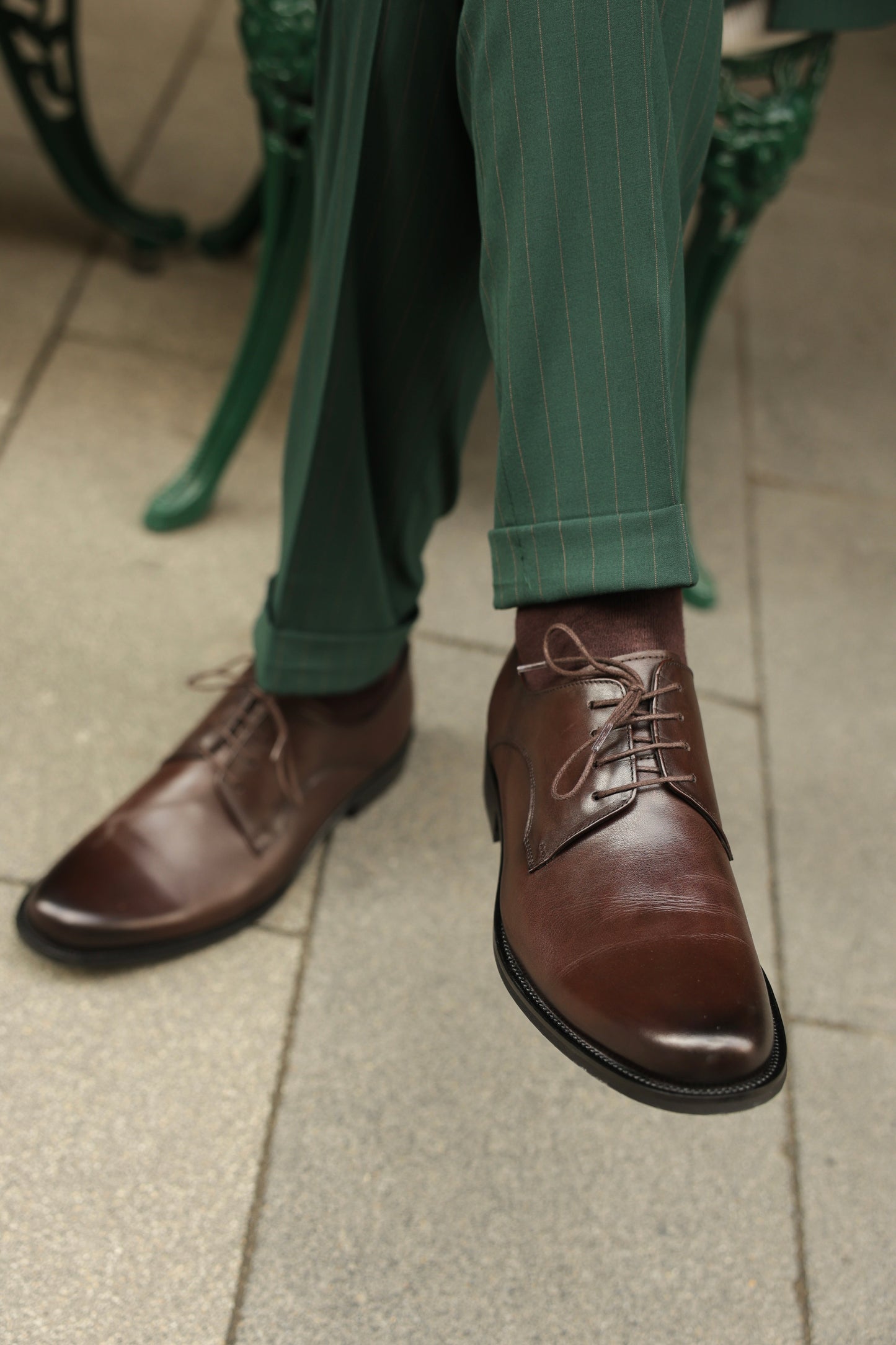 Green Striped Double Breasted Suit 2-Piece VIOSSI - CB