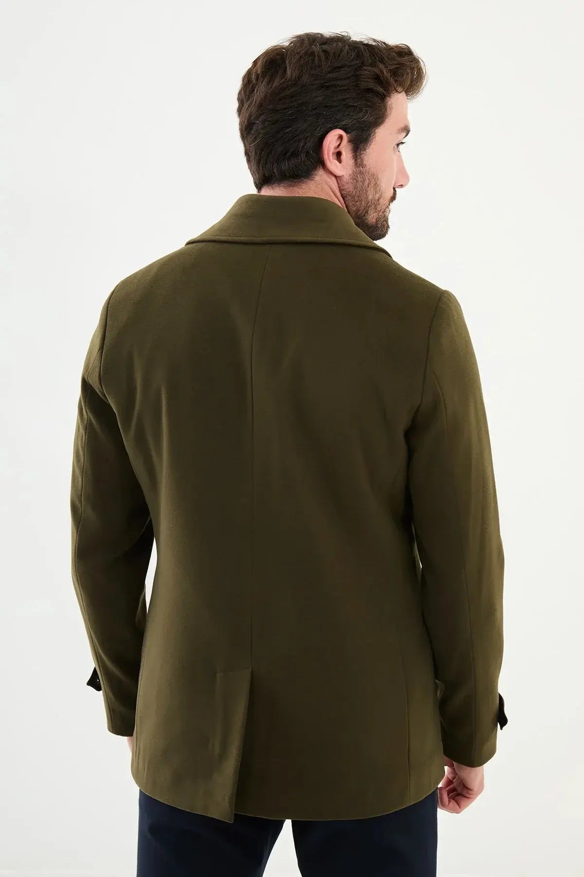 Bojoni Capena Plain Slim Fit Wool Khaki Coat