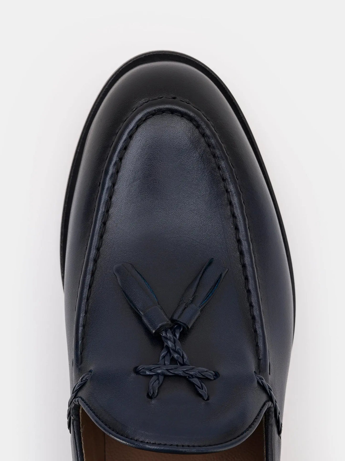 Navy Leather Tasselled Loafers VIOSSI