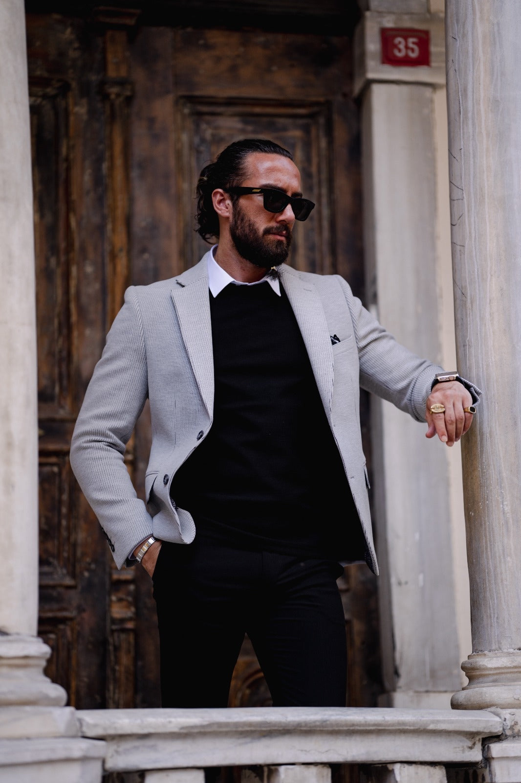 Paris Gray Slim Fit Striped Linen Blazer: The Perfect Blend of Style and Comfort