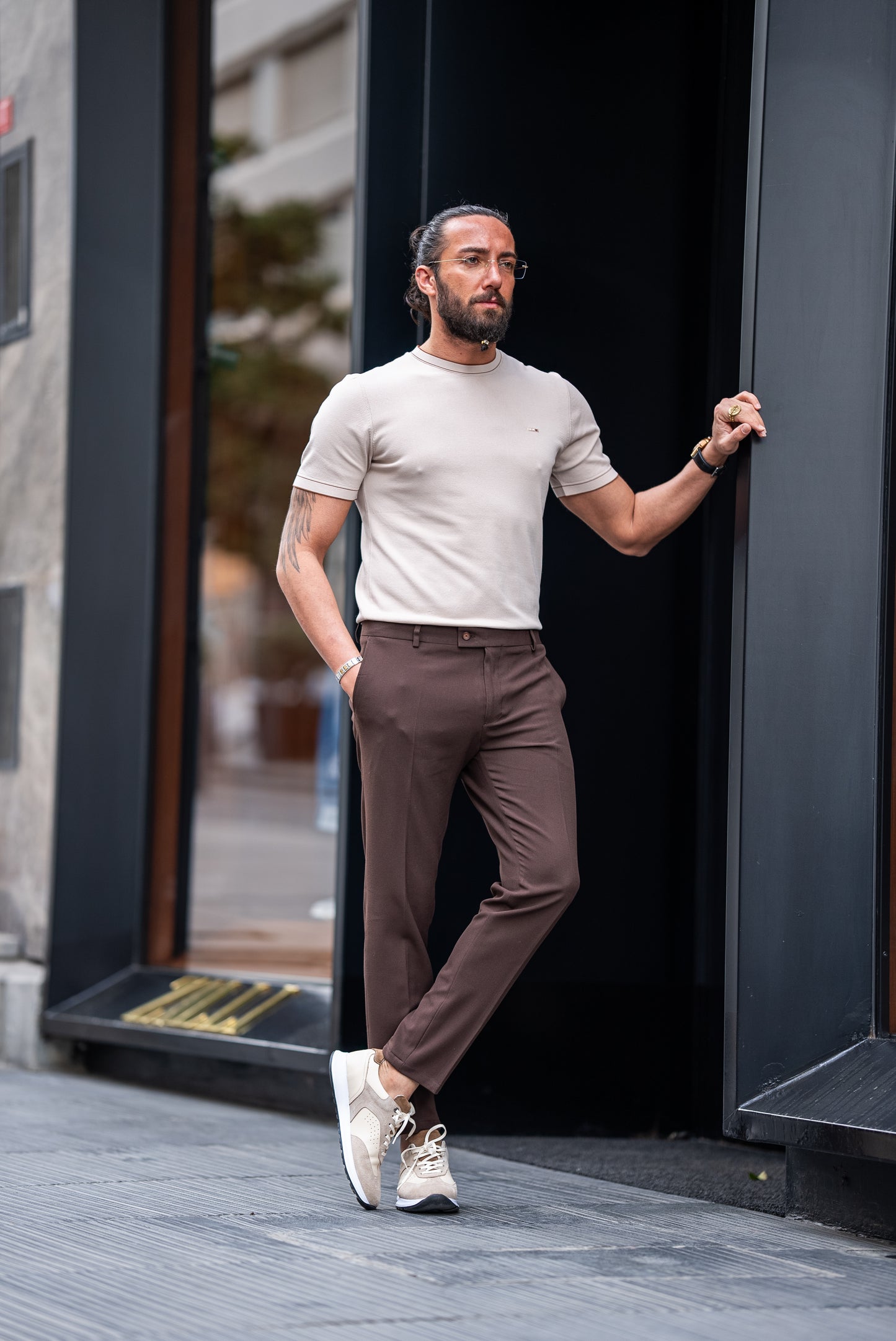 Brabion Crete Beige Slim Fit T-Shirt