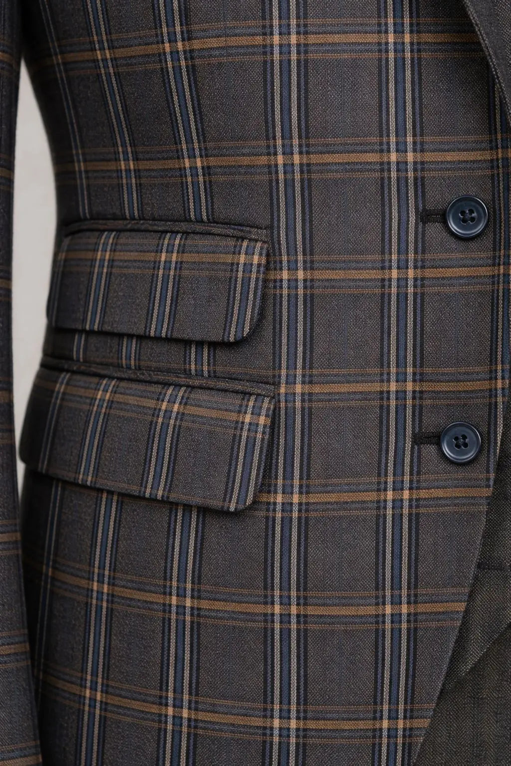Navy Plaid Slim-Fit Suit 3-Piece VIOSSI