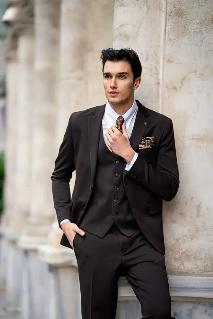 Brabion Brown Slim Fit Men's Suit brabion