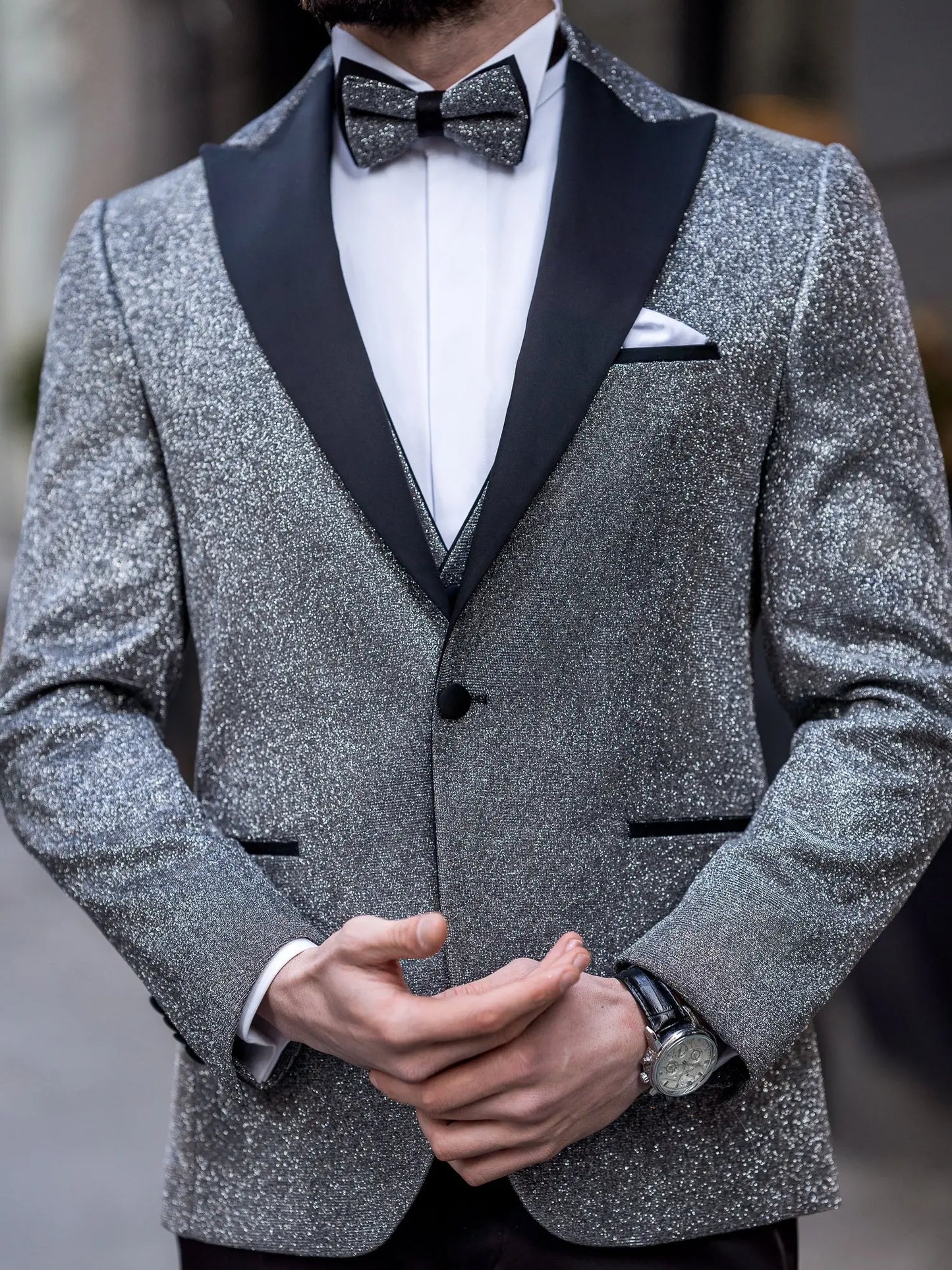 Grey Slim-Fit Tuxedo 3-Piece - BRABION