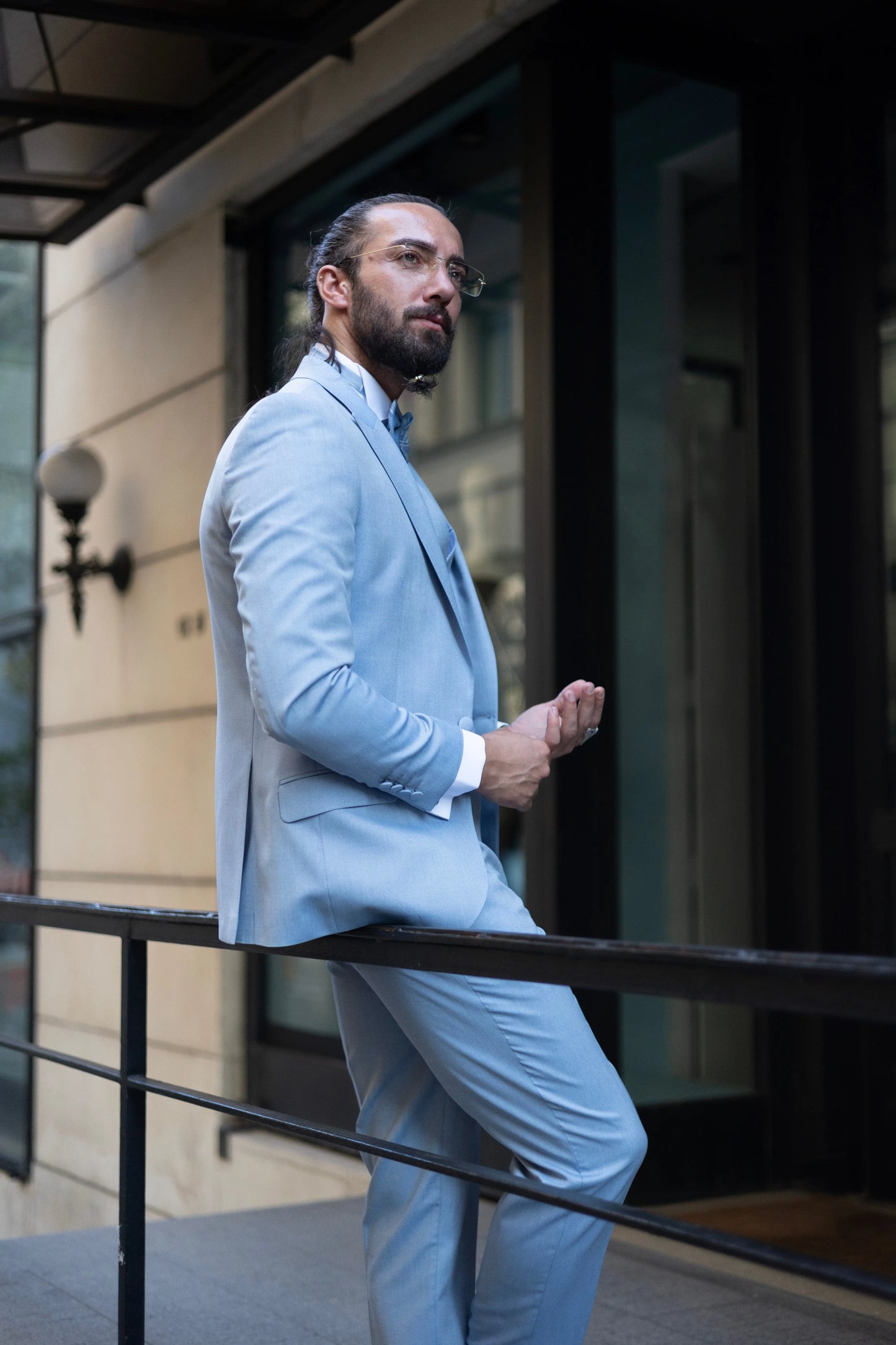 Brabion Amadeo Ice Blue Slim Fit Peak Lapel Tuxedo - BRABION