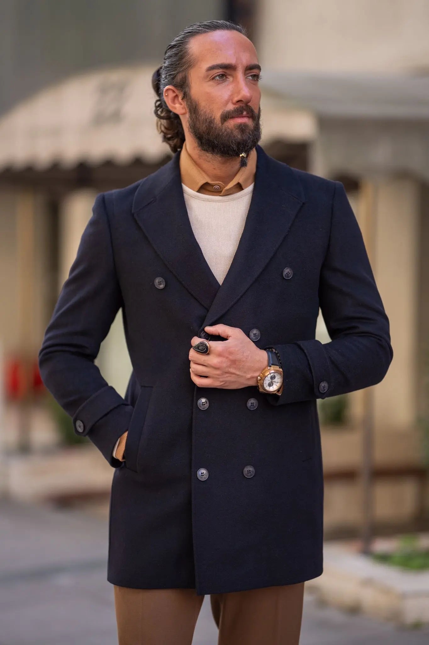 Brabion Black Slim Fit Long Coat: Elegant Versatility for Every Occasion - BRABION