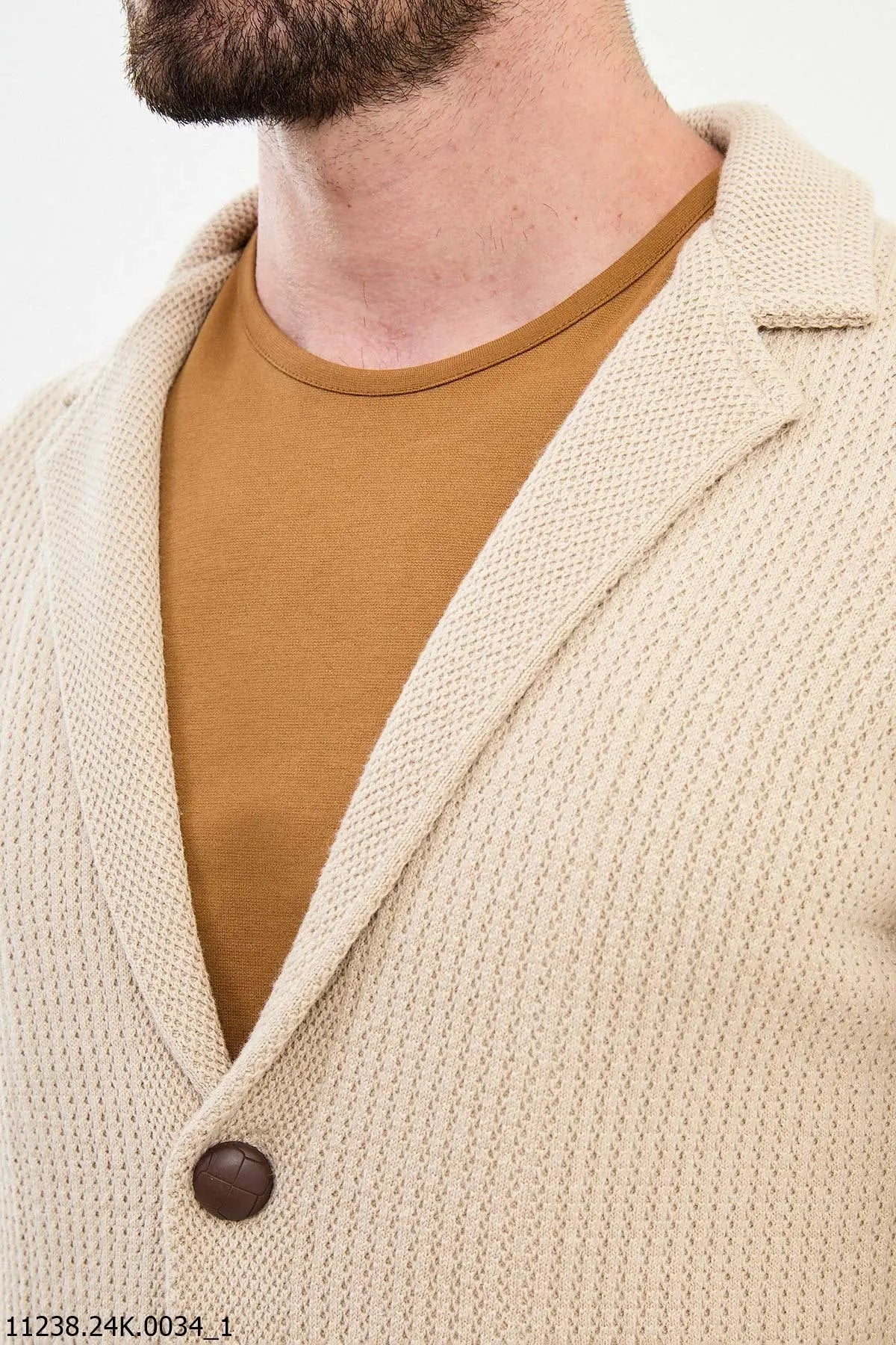 Bojoni Chicago Slim Fit Beige Knitwear Cardigan Sweater