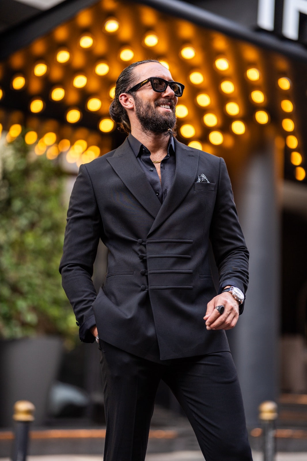 Ardean Black Slim Fit Peak Lapel Double Breasted Suit - Elevate Your Style