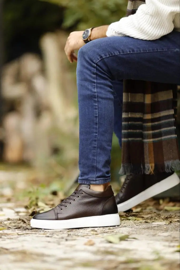 Lyon Brown High Top Sneakers: Elevate Your Style - BRABION