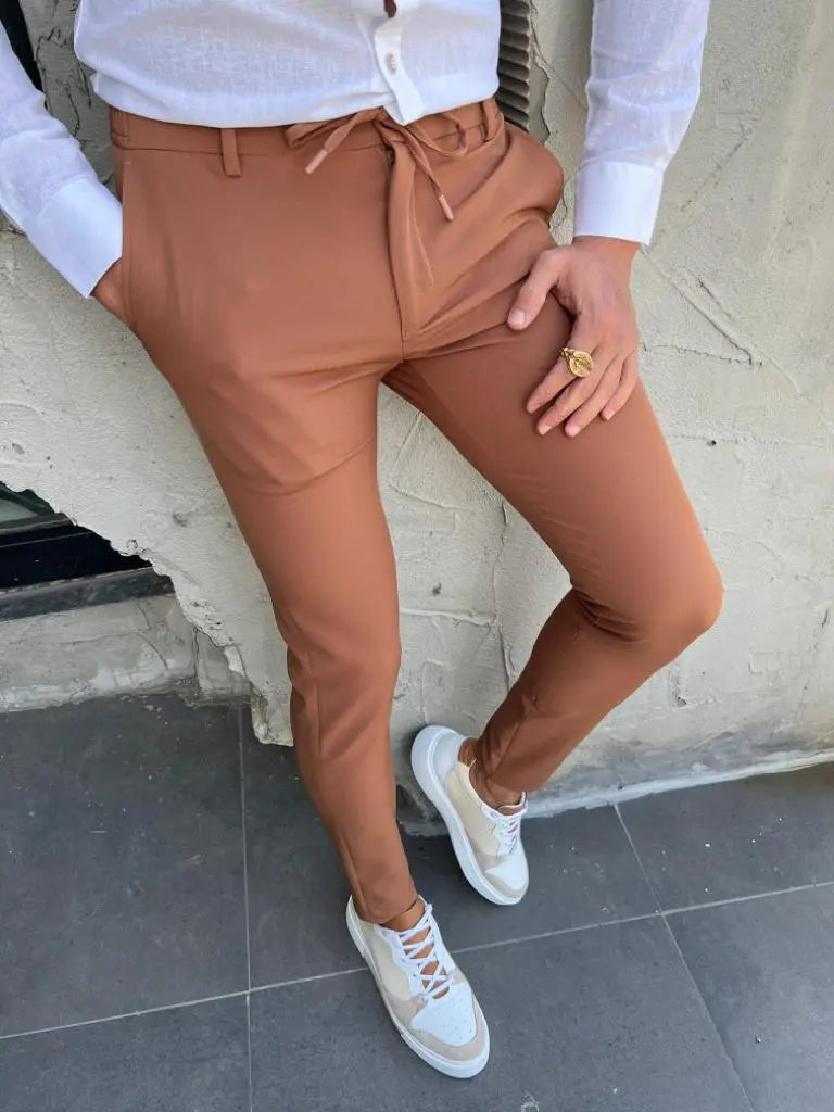 Lyon Brown Slim Fit Rope Pants for Every Occasion - BRABION