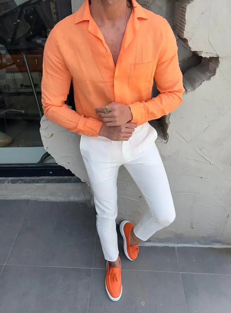 Brabion Evo Orange Slim Fit Cotton Shirt - BRABION