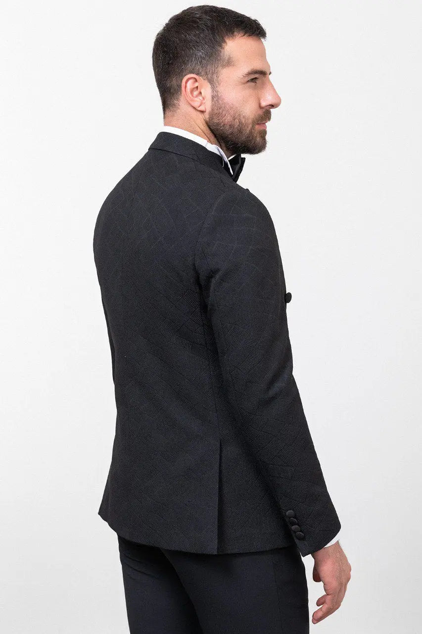 Brabion Rocco Black Slim Fit Double Breasted Tuxedo - BRABION