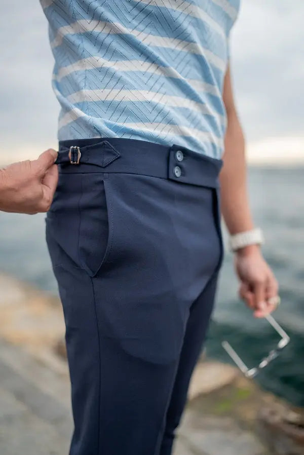 Brabion Sorento Navy Blue Slim Fit Chino Pants - BRABION
