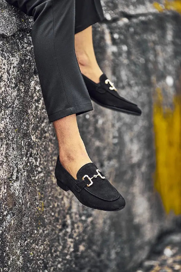 Brabion Levanzo Black Suede Horsebit Loafers - BRABION