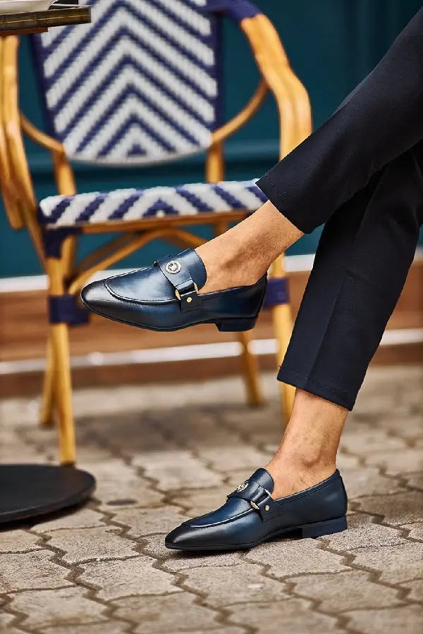 Brabion Levanzo Navy Blue Penny Loafers - Elegance Redefined - BRABION