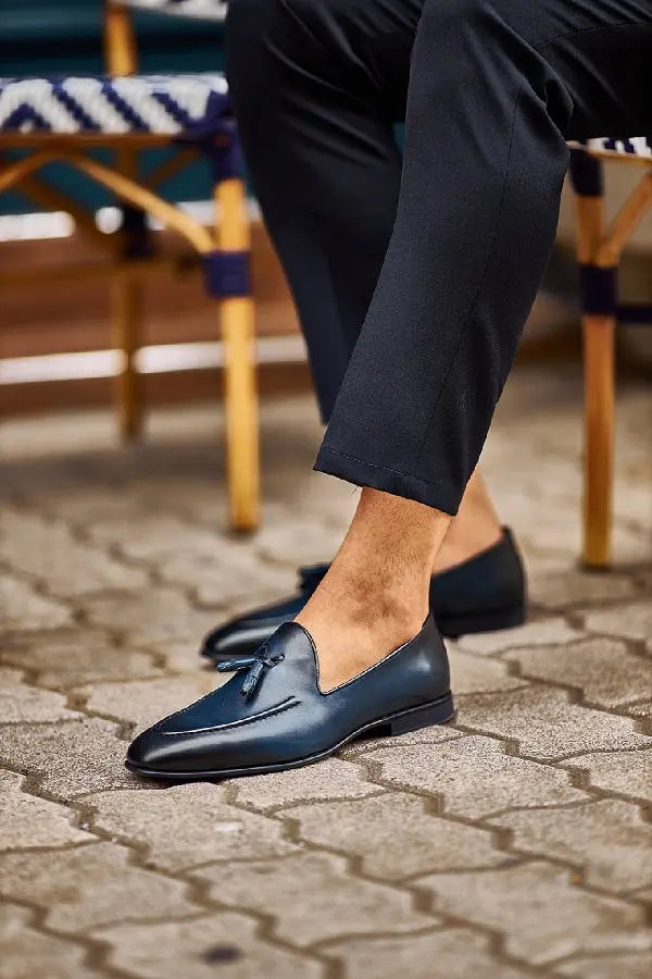 Brabion Levanzo Navy Blue Tassel Loafers - BRABION