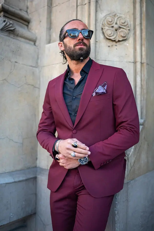 Brabion Massimo Burgundy Slim Fit 2 Piece Suit brabion