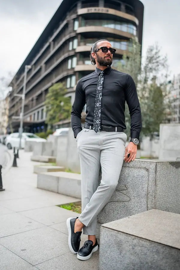 Brabion Massimo Light Gray Slim Fit Chino Pants - Versatile Elegance - BRABION