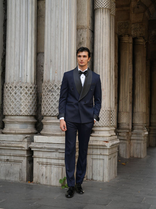 Navy Blue Double Breasted Tuxedo Set