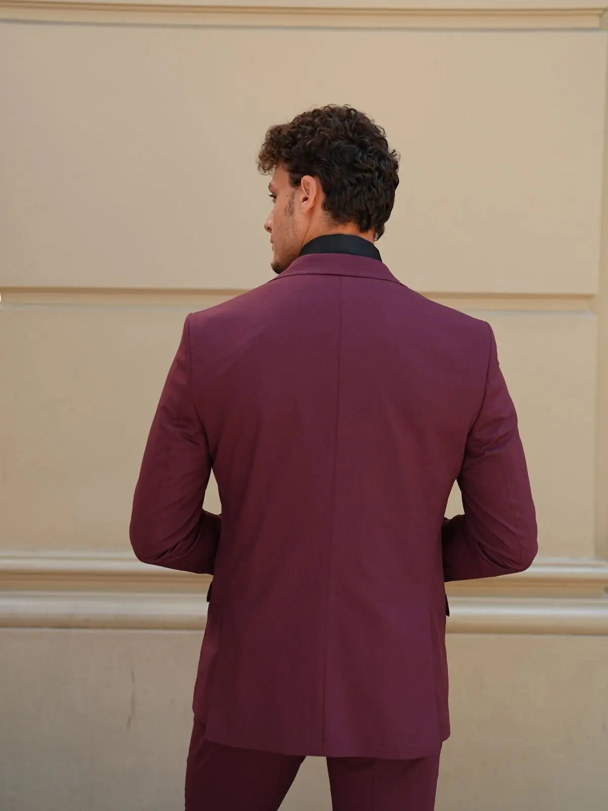 Claret Red Italian Suit - 3-Piece Slim Fit - BRABION