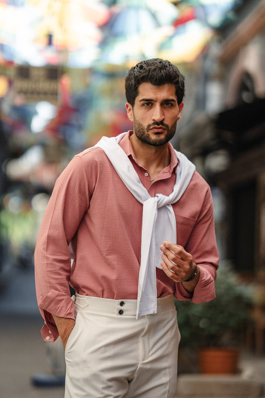 Brabion Tulum Pink Linen Shirt