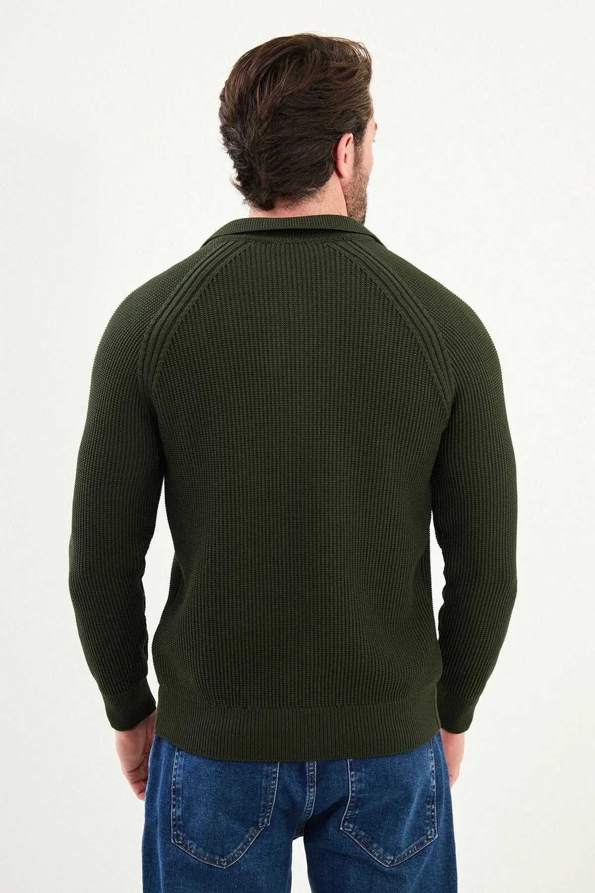 Men’s Green Ribbed Zip Cardigan - BRABION