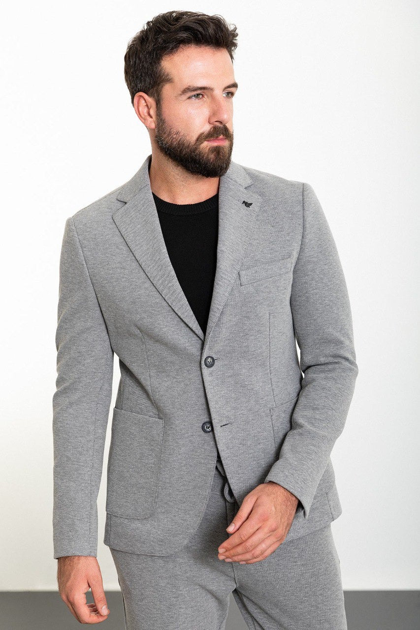 Brabion Rocco Gray Slim Fit Notch Lapel Suit