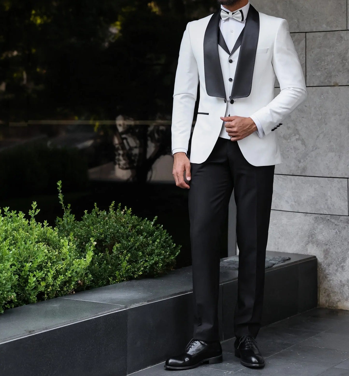 White Slim-Fit Tuxedo 3-Piece - BRABION