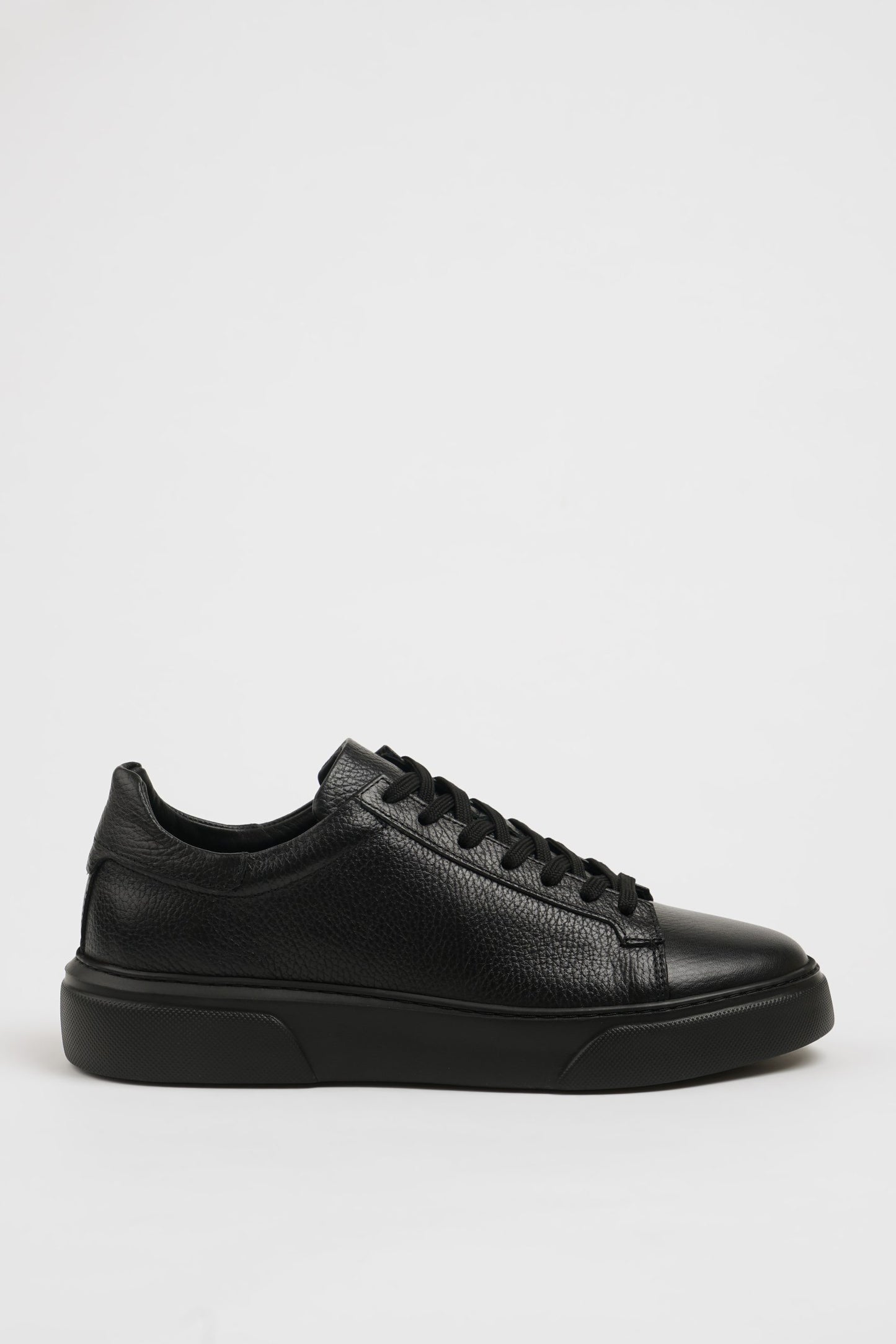 Maison Dark Black Leather Sneakers with Pool Sole