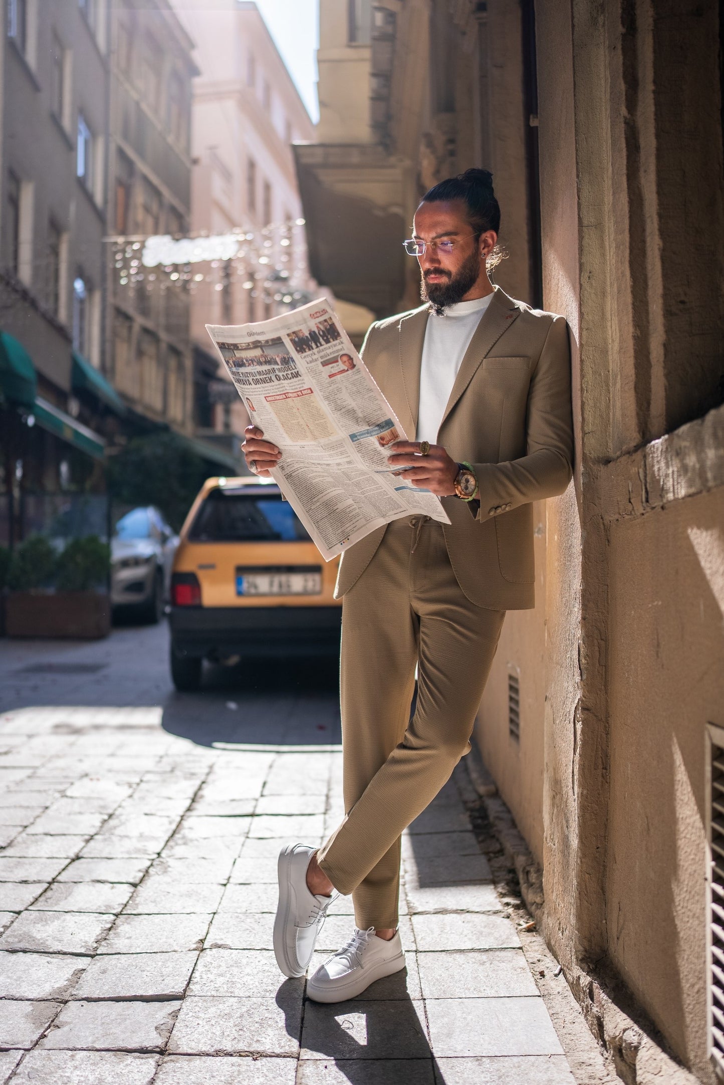 Monaco Khaki Green Mono-Collar Summer Suit