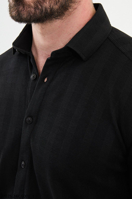 Brabion James Black Slim Fit Striped Cotton Shirt - Your Ideal Versatile Wardrobe Staple