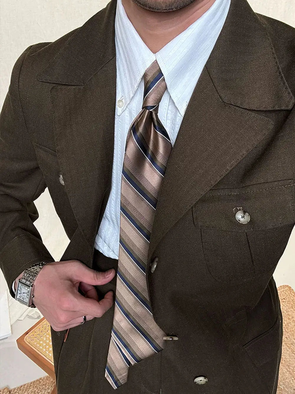 Men's Slim Fit Linen Jacket with Suit Collar - BRABION