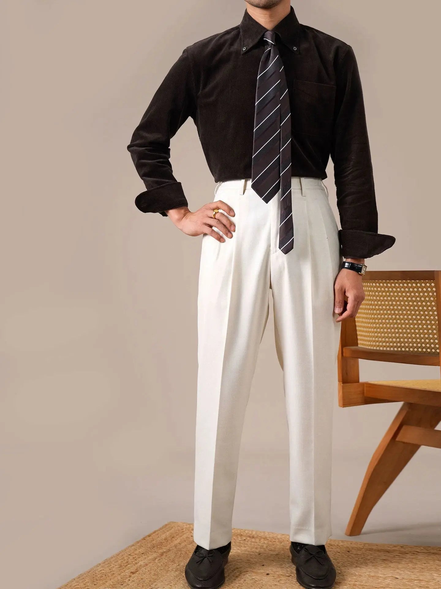 Men’s Cotton Corduroy Button-Down Shirt - BRABION