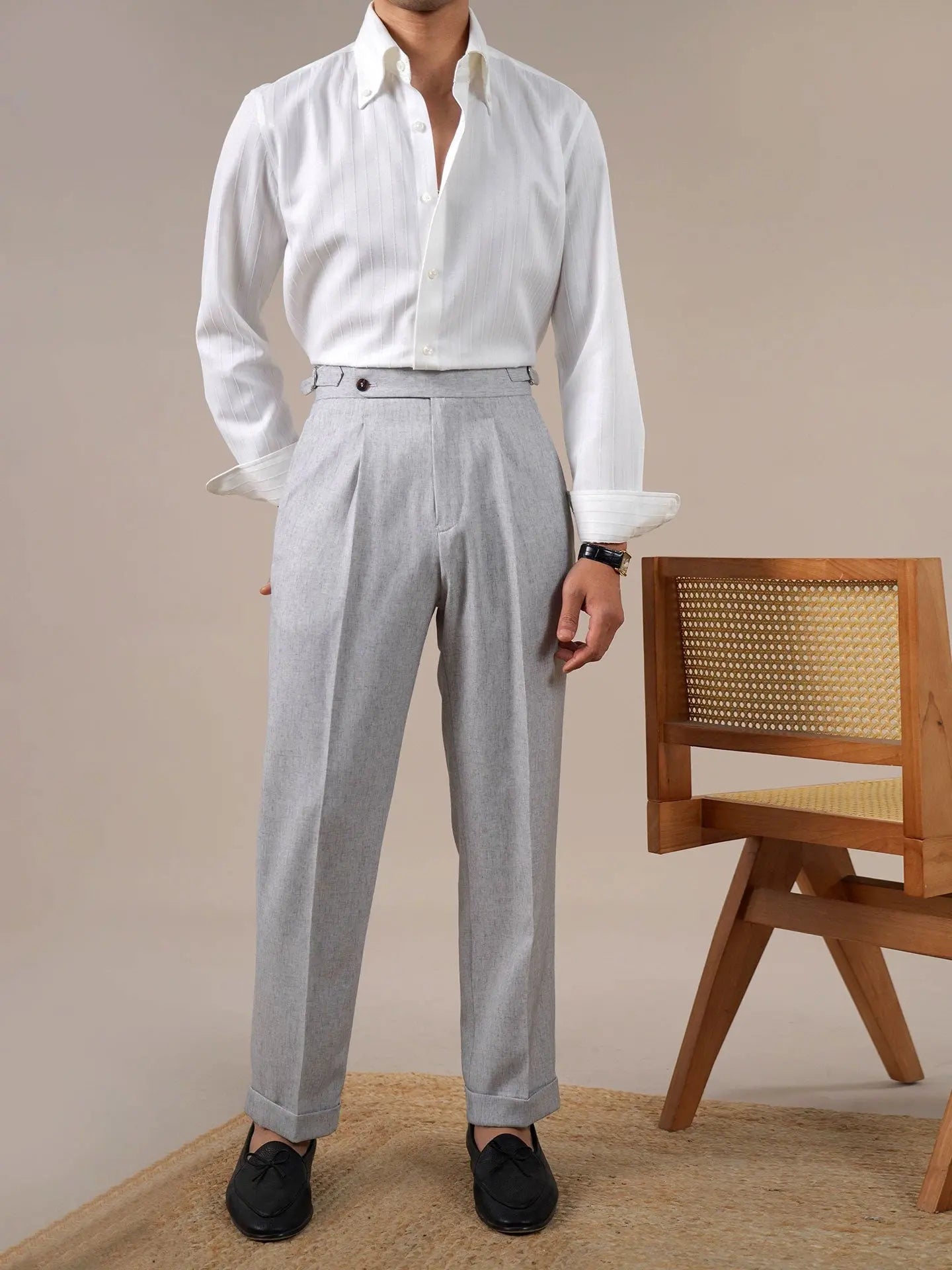 Men’s Grey Linen Dress Pants BRABION