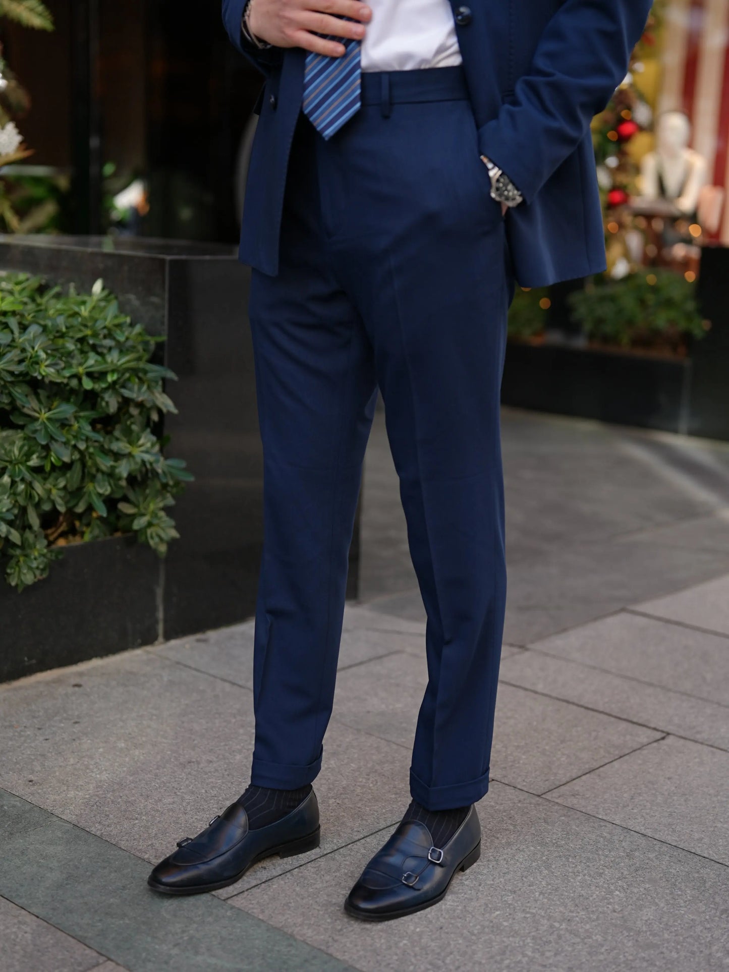 Navy Blue Italian Double Breasted Suit - BRABION