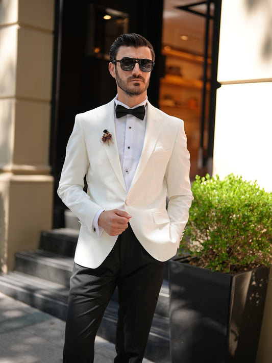 White Premium Tuxedo - Italian Style Slim Fit Groom Suit