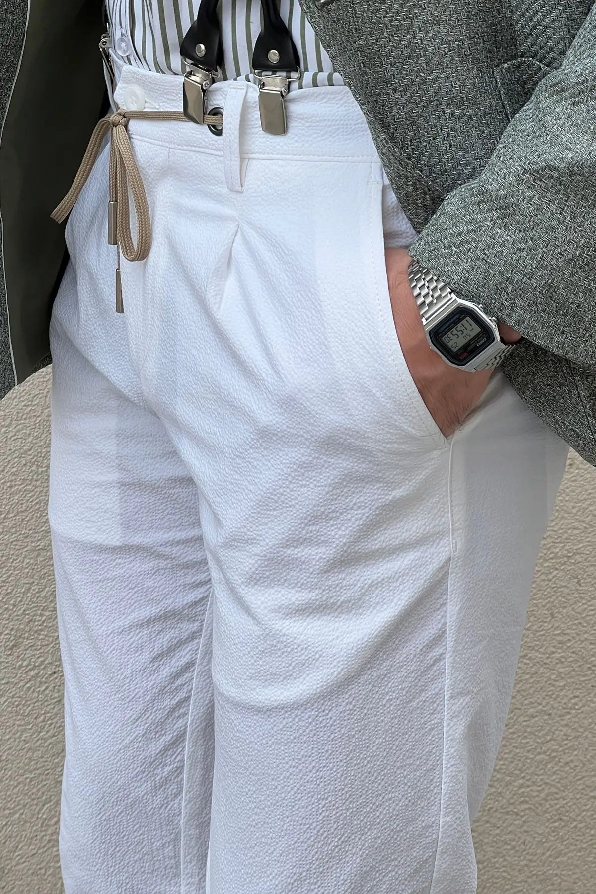 Daniel White Cotton Slim Fit Pants - BRABION