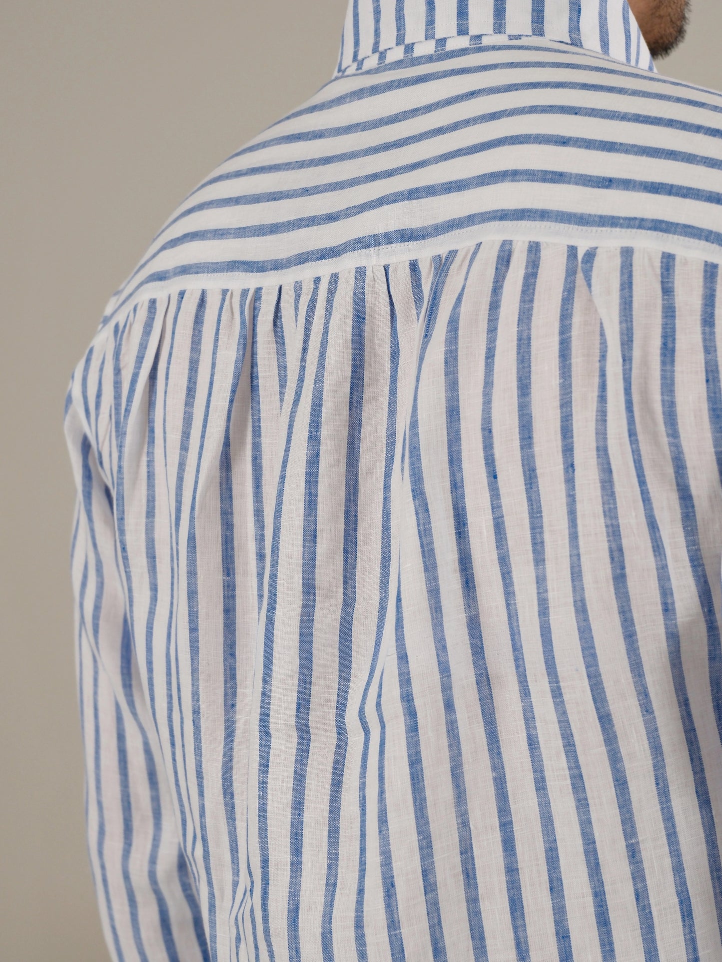 Neapolitan-Style Striped Breathable Linen Men's Shirt