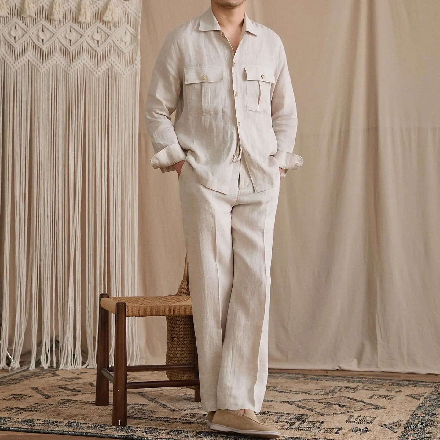 Linen Two-Pocket Camp Shirt BRABION