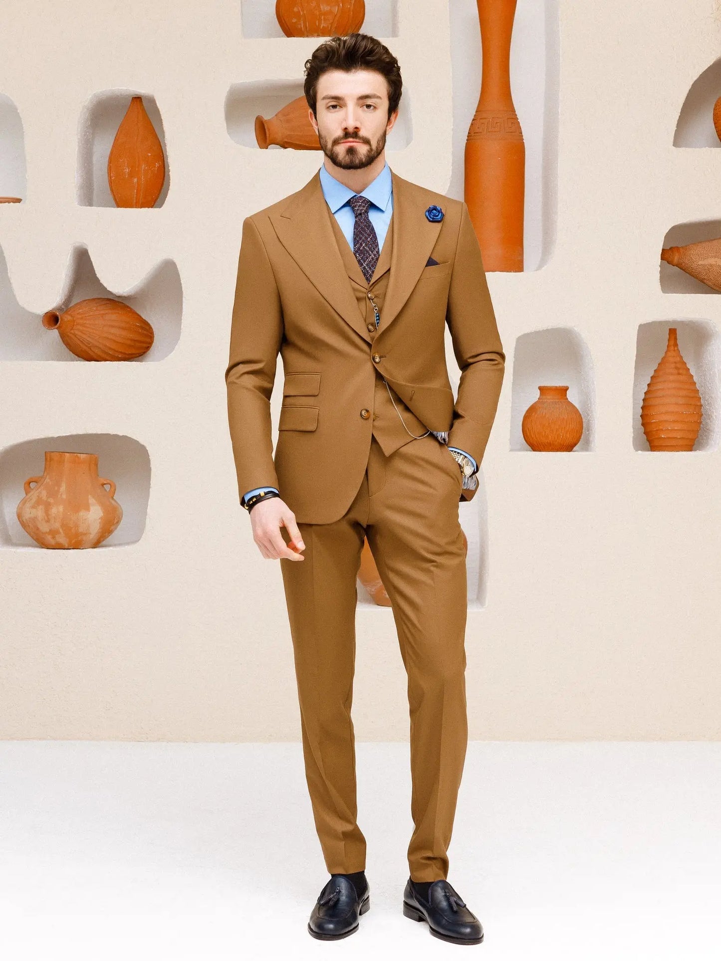 Brown Slim-Fit Suit 3-Piece VIOSSI