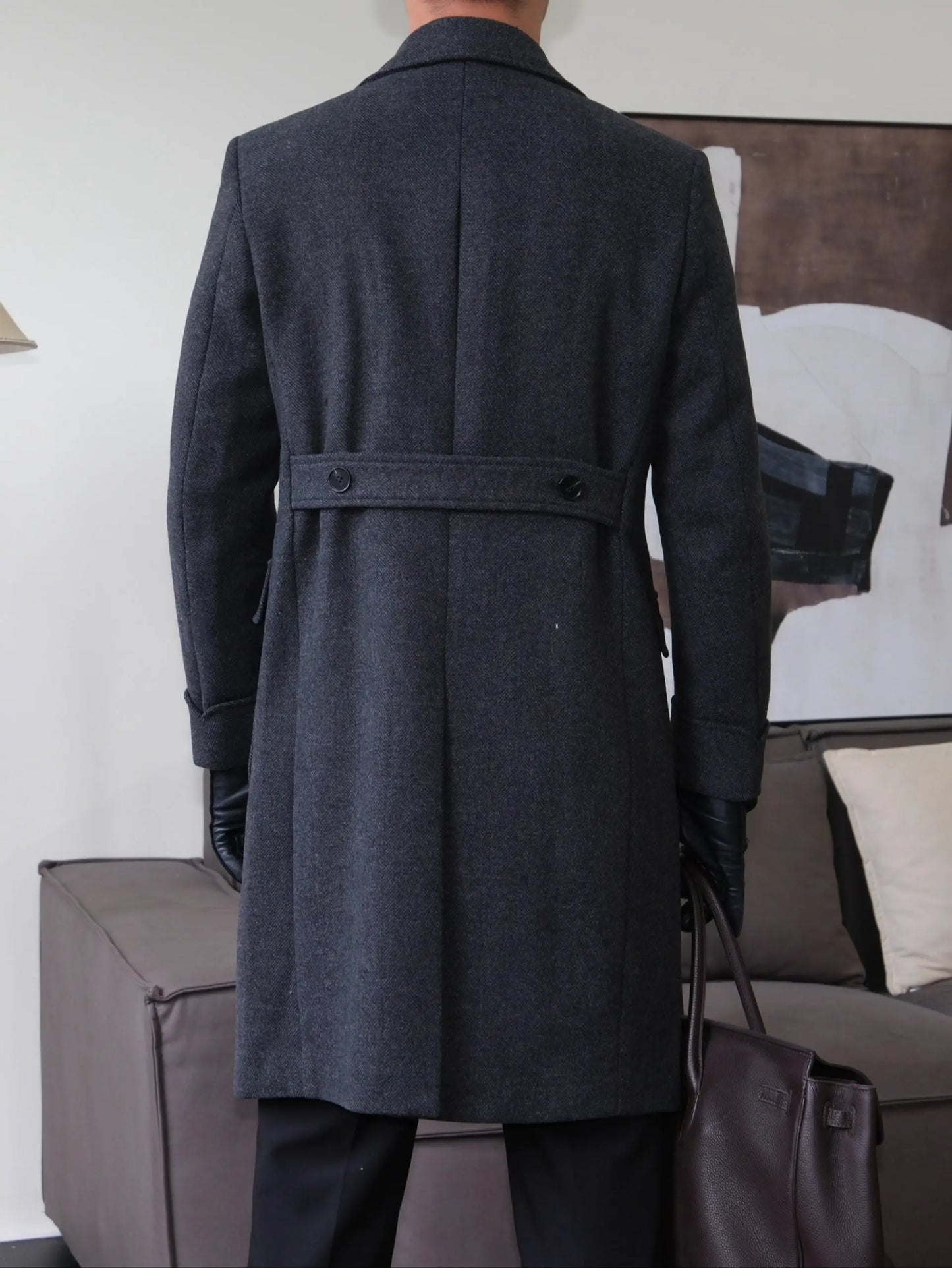 Wool Double-Breasted President Overcoat - BRABION