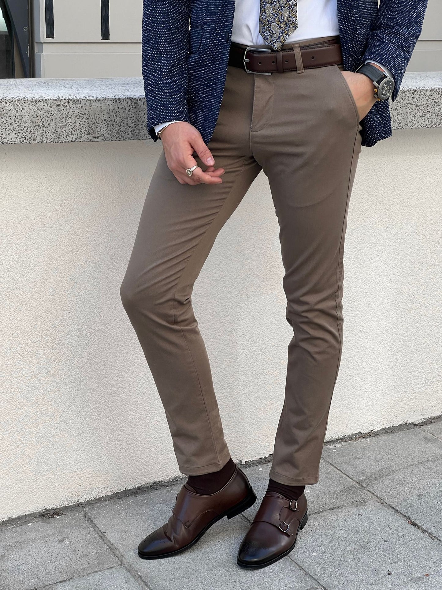 Giorgio Slim Fit Cotton Mink Pants - Versatile Elegance for Every Occasion