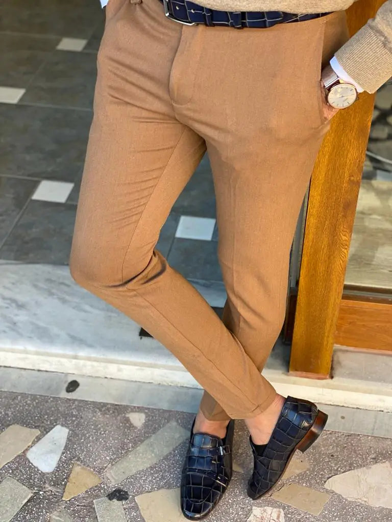 Empire Camel Slim Fit Pants for Every Occasion - BRABION