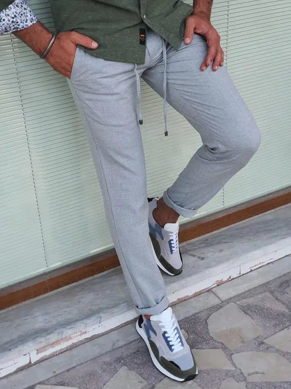 Bastoni Gray Slim Fit Linen Pants – Versatile Comfort for Every Occasion - BRABION