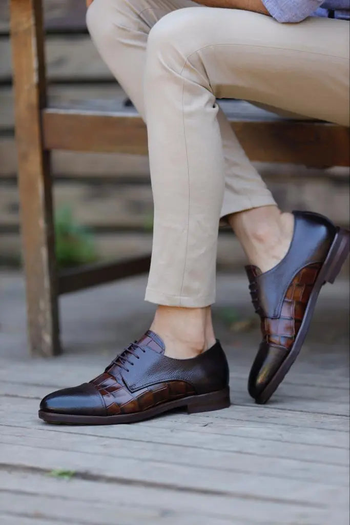 Lawson Brown Cap Toe Derby Shoes: Elegant Leather Footwear for Every Occasion - BRABION