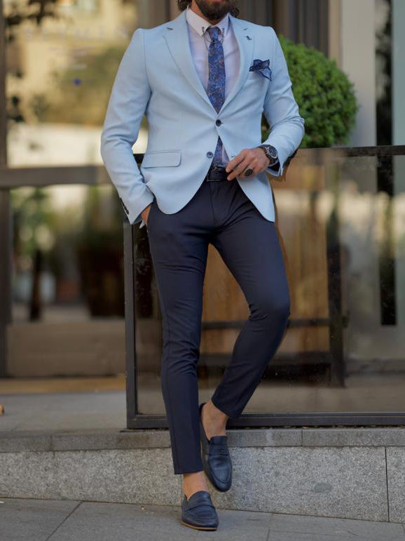 Lawson Sky Blue Slim Fit Blazer - The Perfect Blend of Style and Comfort