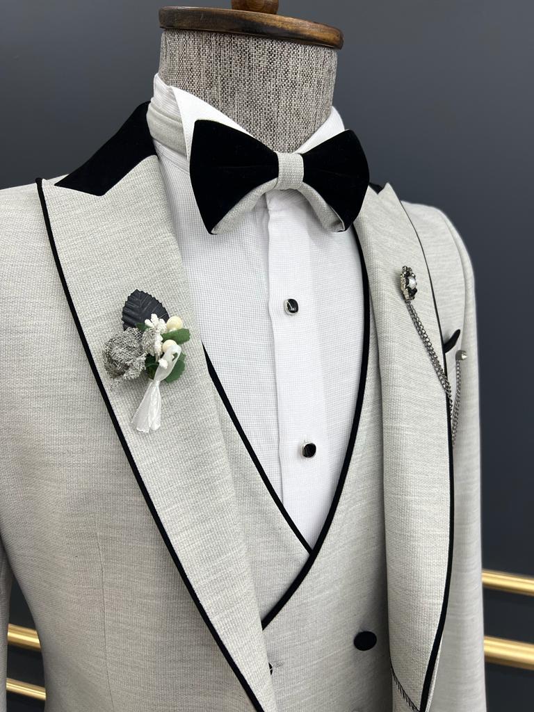 Lawson Gray Slim Fit Peak Lapel Tuxedo for Men